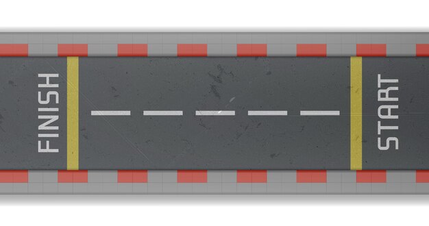 スタートラインとフィニッシュラインがあるレーストラックの平面図 車のラリーとスピードレースの空のアスファルト道路のベクトルのリアルなイラスト 無料のベクター