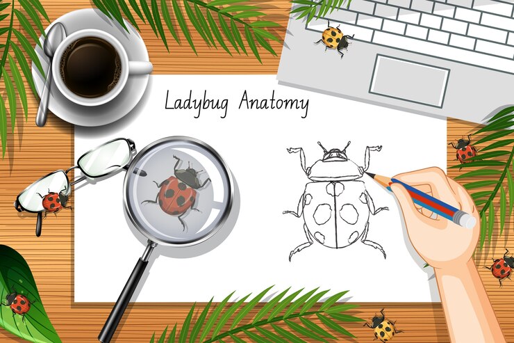 Free Vector top view office work desk with office elements with green leaves