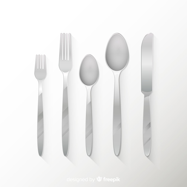 Top view of restaurant cutlery with realistic design