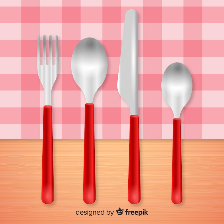 Free Vector top view of restaurant cutlery with realistic design