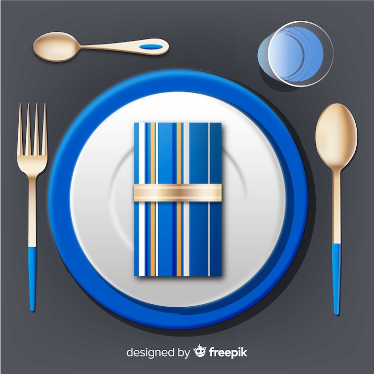 Free Vector top view of restaurant cutlery with realistic design