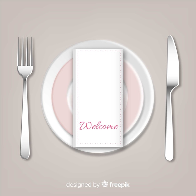 Free vector top view of restaurant cutlery with realistic design