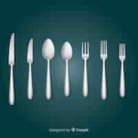 Free vector top view of restaurant cutlery with realistic design