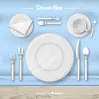 Free vector top view of restaurant table with flat design