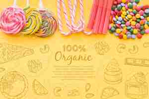 Free vector top view selection of sugar candy