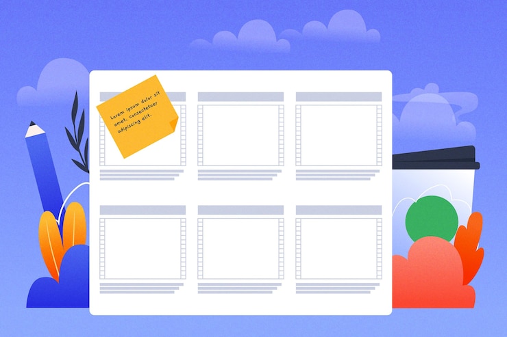 Free Vector top view storyboard concept with empty scenes