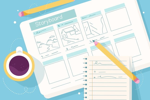 Free vector top view storyboard concept