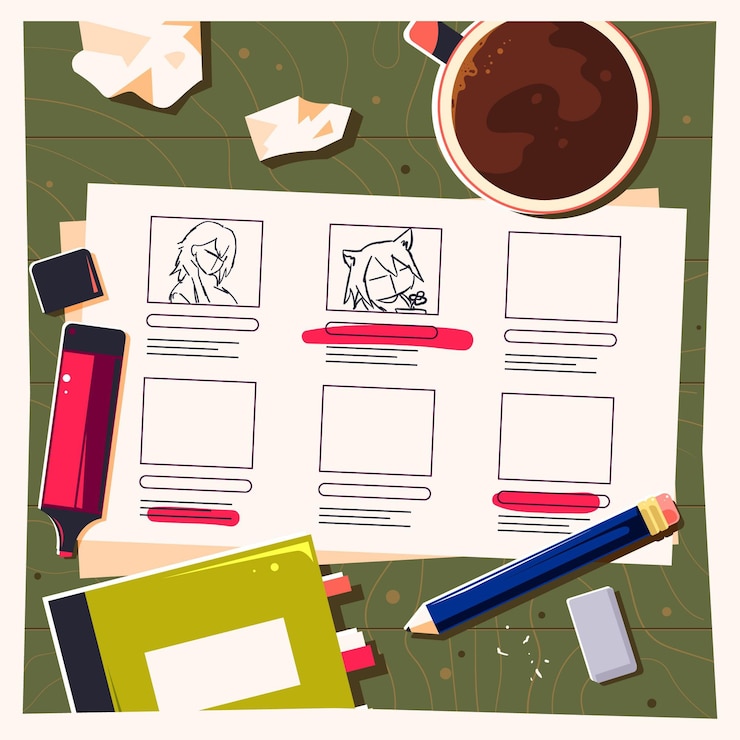 Free Vector top view storyboard