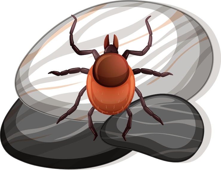 Free Vector top view of tick on a stone on white