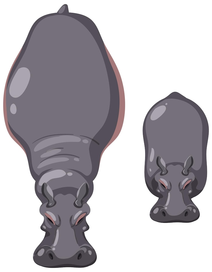 Free Vector top view of two hippopotamuses