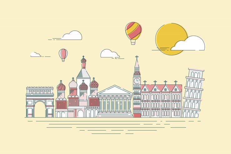 免費 Vector 世界上最著名的旅遊地標概要