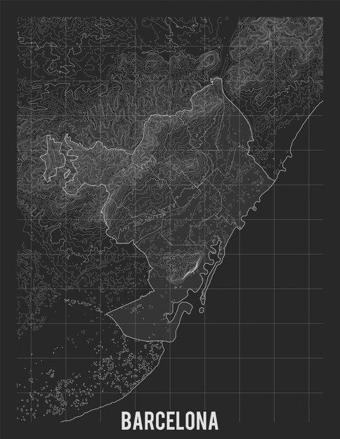 Topographic map of Barcelona