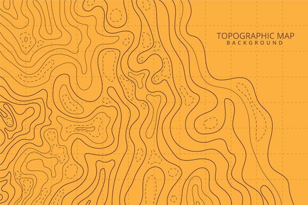 Бесплатное векторное изображение Топографическая карта контурных линий оранжевых оттенков