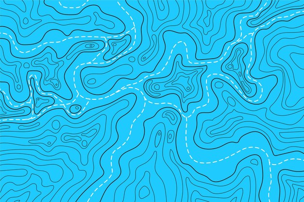 Topographic map contour lines water colours