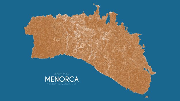 スペイン、バレアレス諸島、メノルカ島の地形図