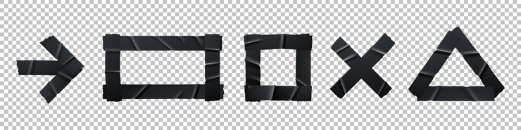 Free Vector torn black adhesive tapes glued in different shape