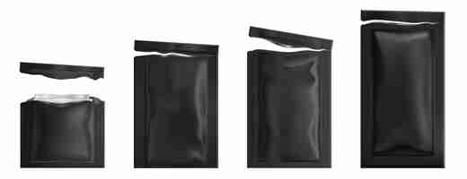 Free vector torn black sachets with wet wipes