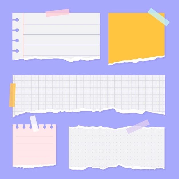 Free vector torn paper collection with tape