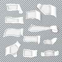 Free vector torn paper curls exposing inner layer through variously shaped holes realistic images collection