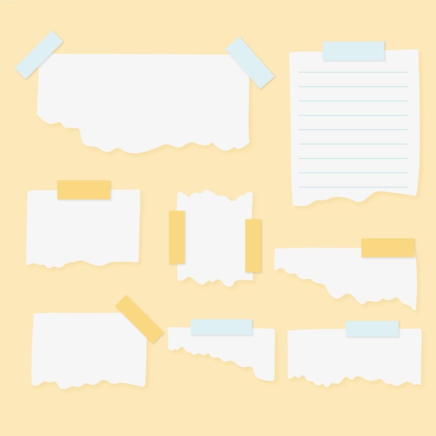 Free vector torn paper with tape pack