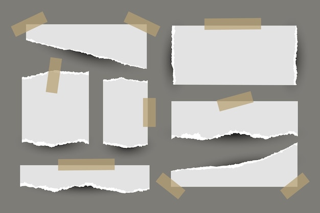 Free vector torn paper with tape set