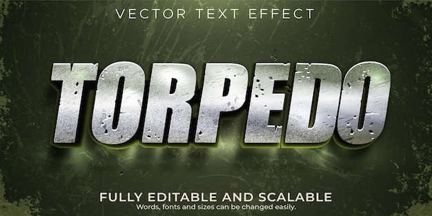 Torpedo text effect, editable metallic and shiny text style