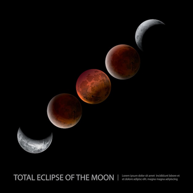 Total eclipse of the moon vector illustration