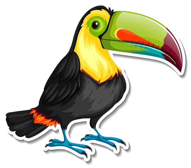 Free vector toucan bird animal cartoon sticker