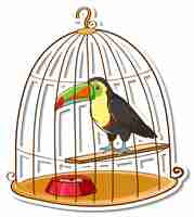 Free vector a toucan bird in a cage sticker