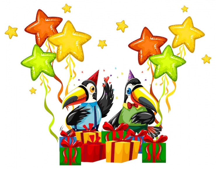 무료 Vector 큰 부리 새 생일 축하