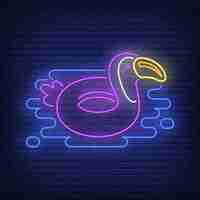 Free vector toucan rubber ring neon sign