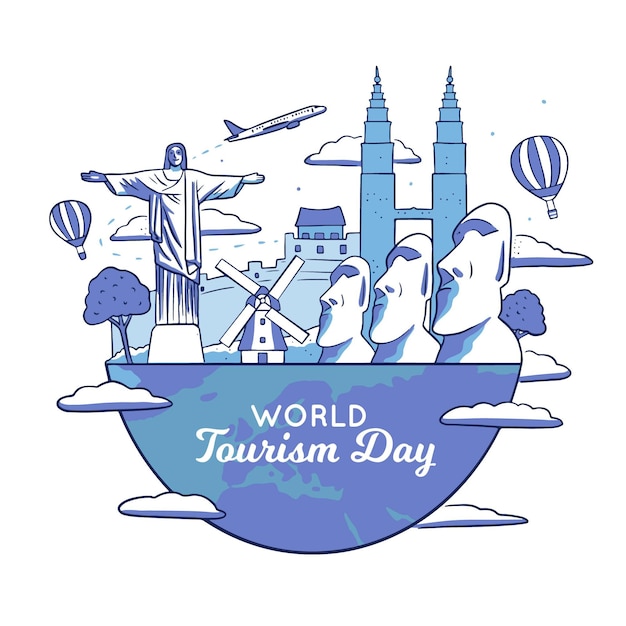 Tourism day illustration with landmarks