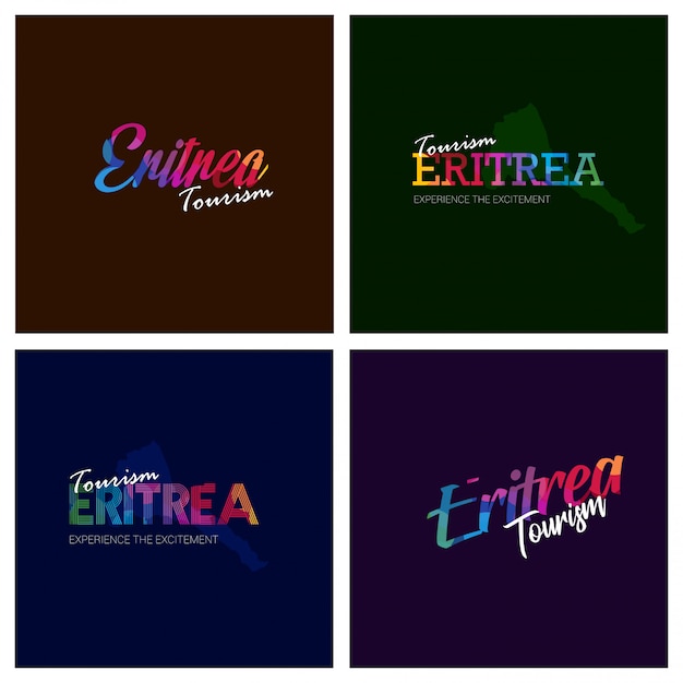 Tourism eritrea typography logo background set