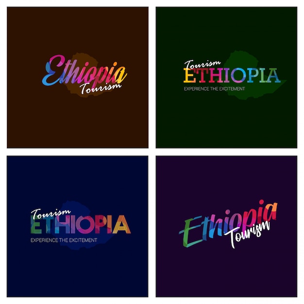 Tourism Ethiopia typography Logo Background set