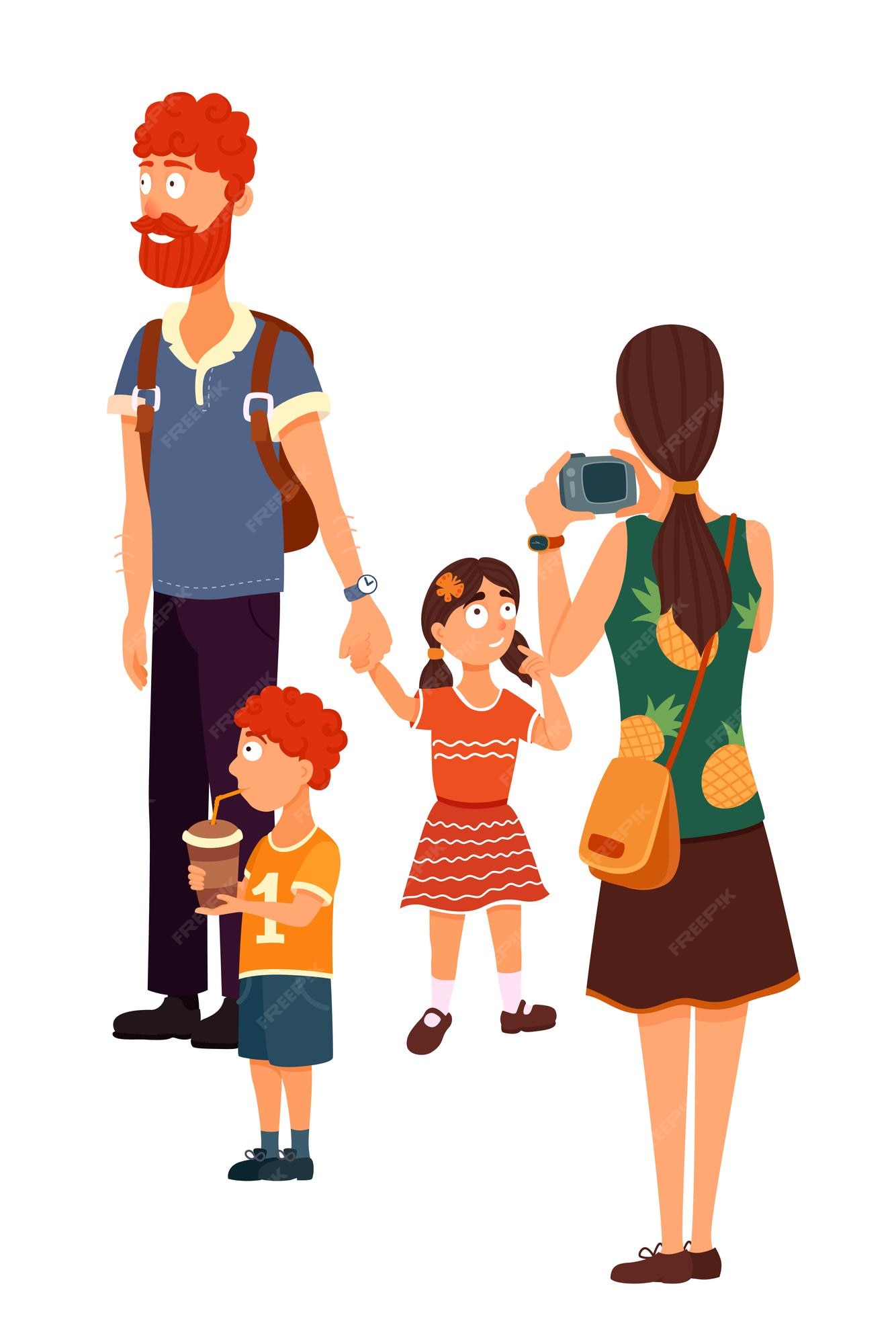 Tourist Family Cartoon