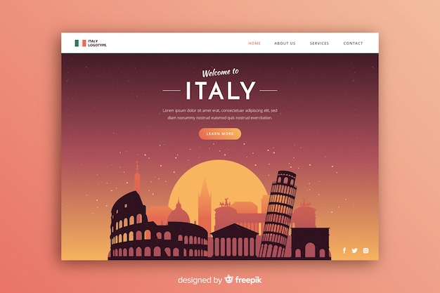 Vettore gratuito invito turistico al modello dell'italia