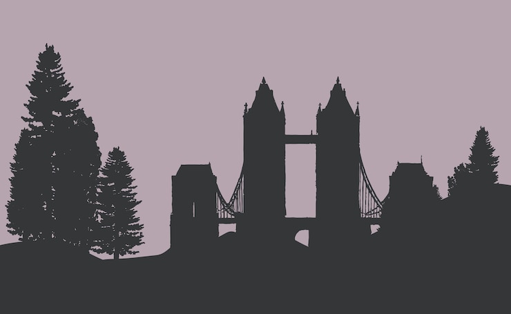 Free Vector the tower bridge in a forest vector