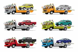 Free vector towing cars set