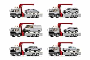 Free vector towing cars set