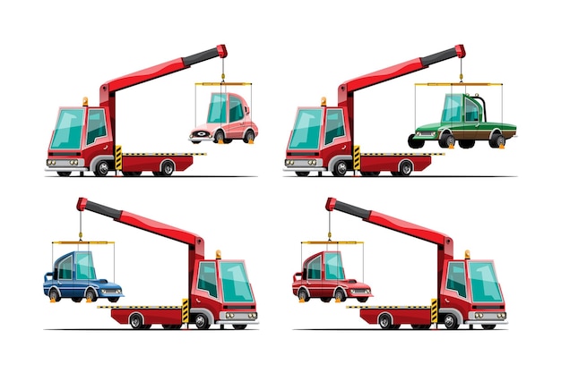 Free vector towing cars set