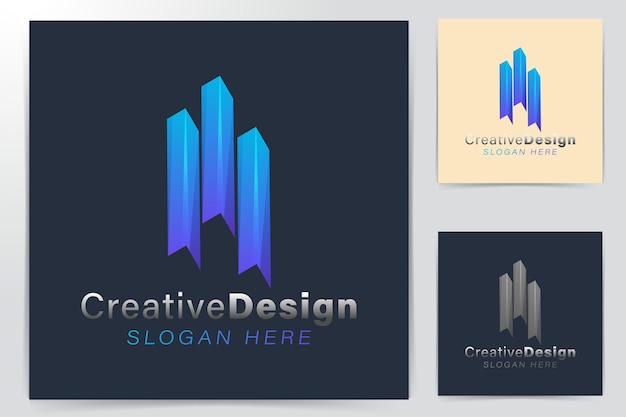 町の建物、不動産のロゴのアイデア。インスピレーションのロゴデザイン。テンプレートのベクトル図です。白い背景に分離