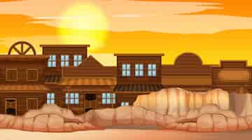 Free vector town in desert scene