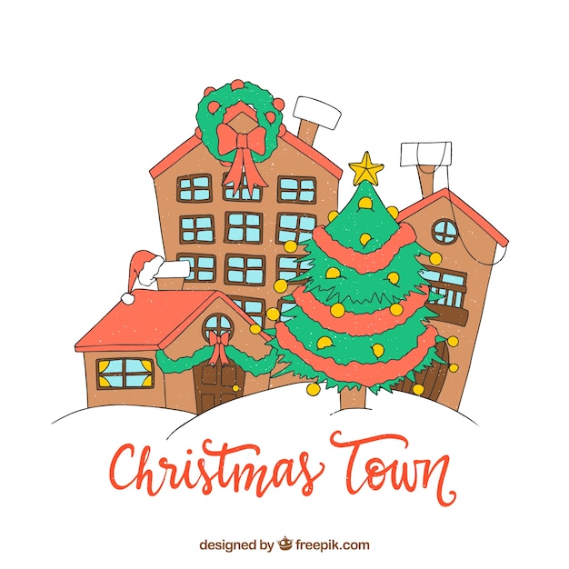 Free vector town prepared for christmas