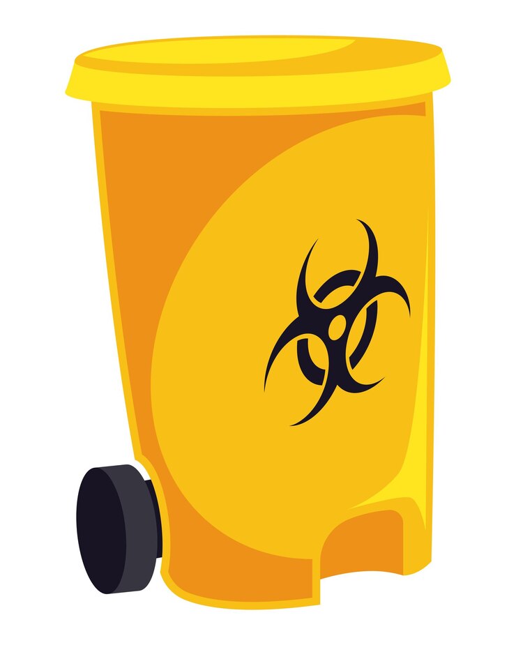 Free Vector toxic waste bin yellow with wheels