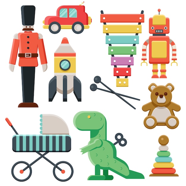 Free vector toy collection for children on christmas eve