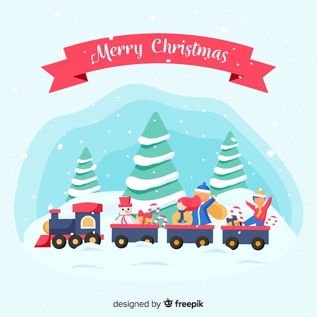 Free vector toy train christmas background