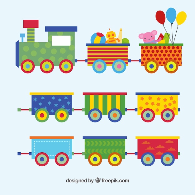 Toy train set in flat design