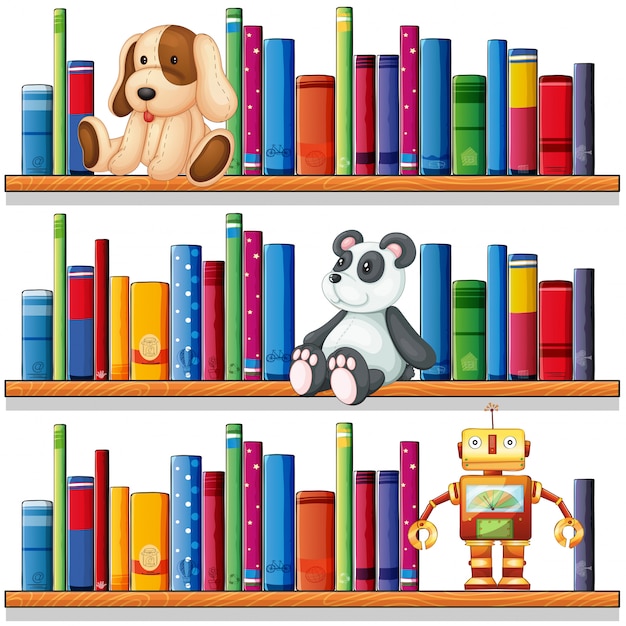 Toys and books on the shelves