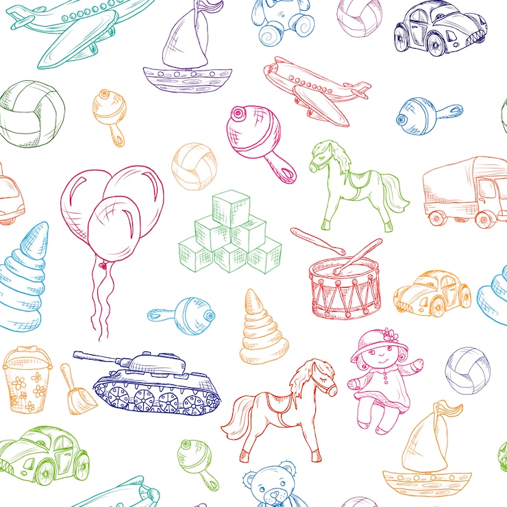 Free Vector toys seamless pattern