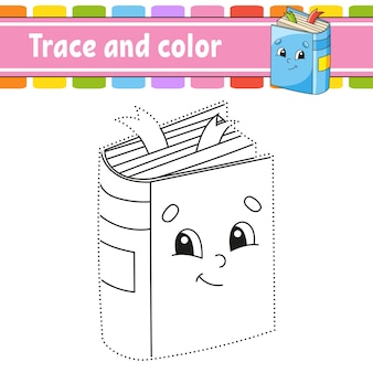 子供​の​ため​の​トレース​と​色​の​着色​ページ​学校​に​戻る​テーマ